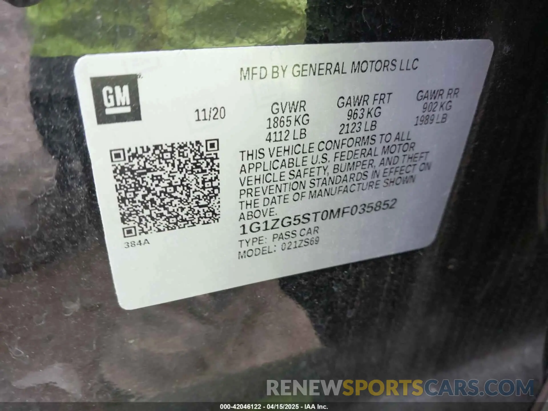 9 Photograph of a damaged car 1G1ZG5ST0MF035852 CHEVROLET MALIBU 2021