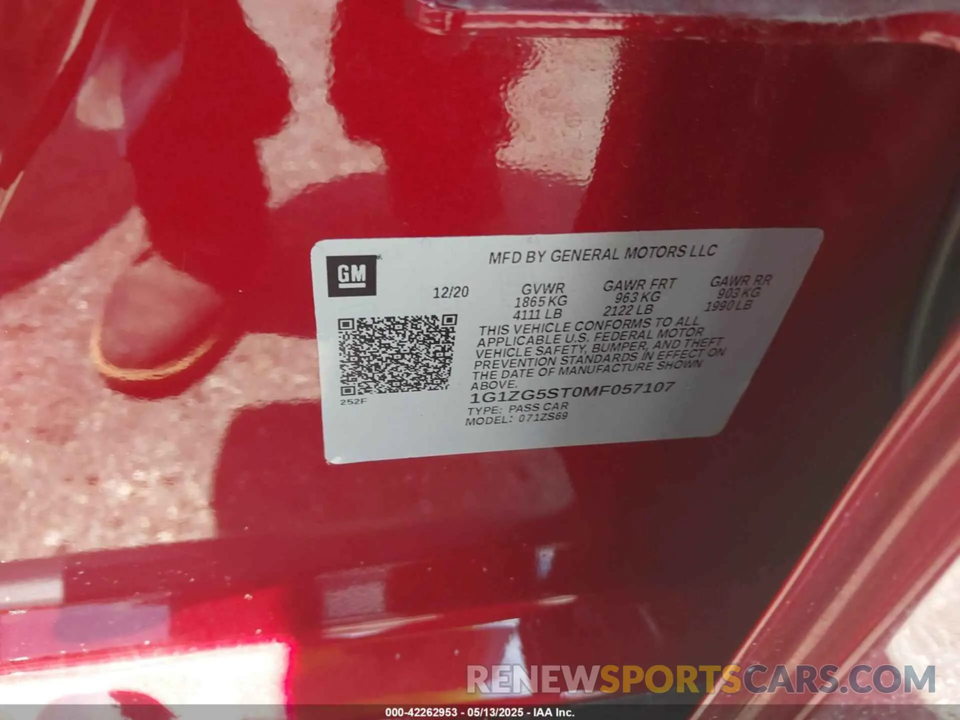 9 Photograph of a damaged car 1G1ZG5ST0MF057107 CHEVROLET MALIBU 2021