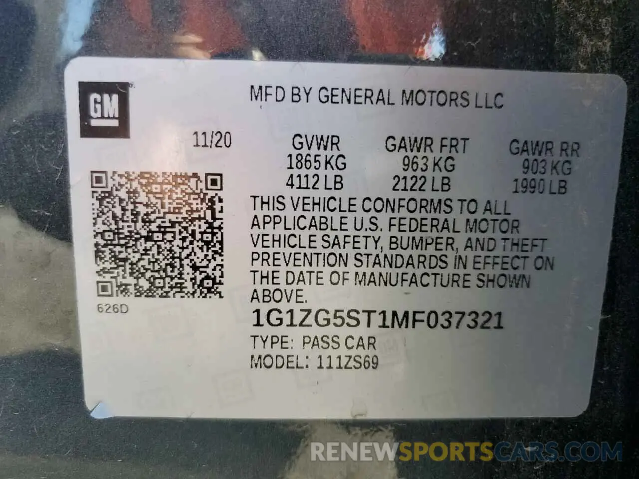14 Photograph of a damaged car 1G1ZG5ST1MF037321 CHEVROLET MALIBU 2021