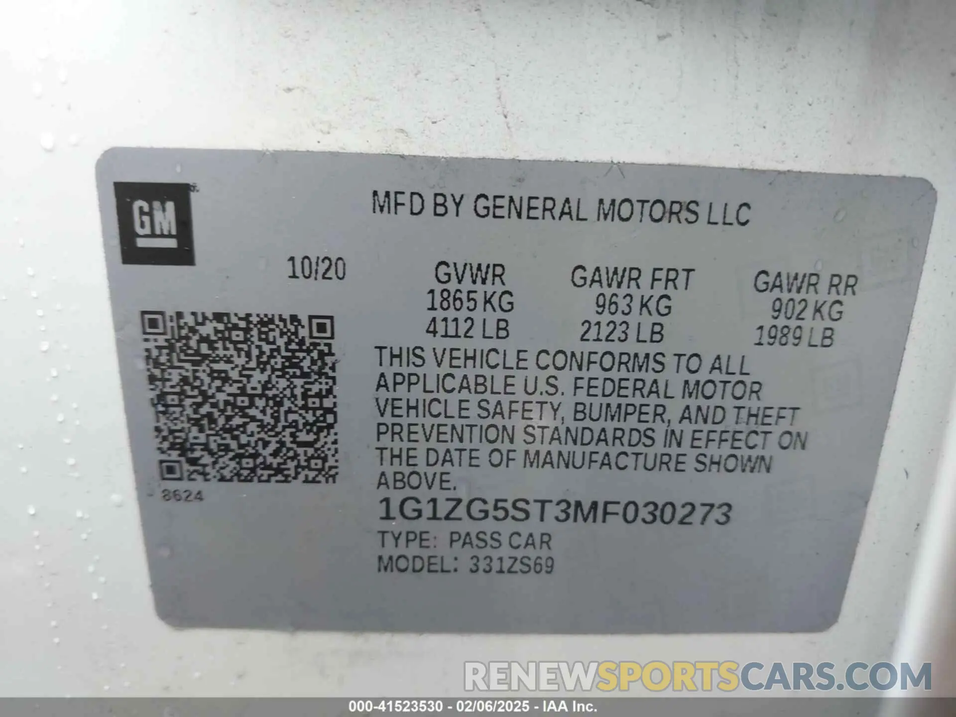 9 Photograph of a damaged car 1G1ZG5ST3MF030273 CHEVROLET MALIBU 2021