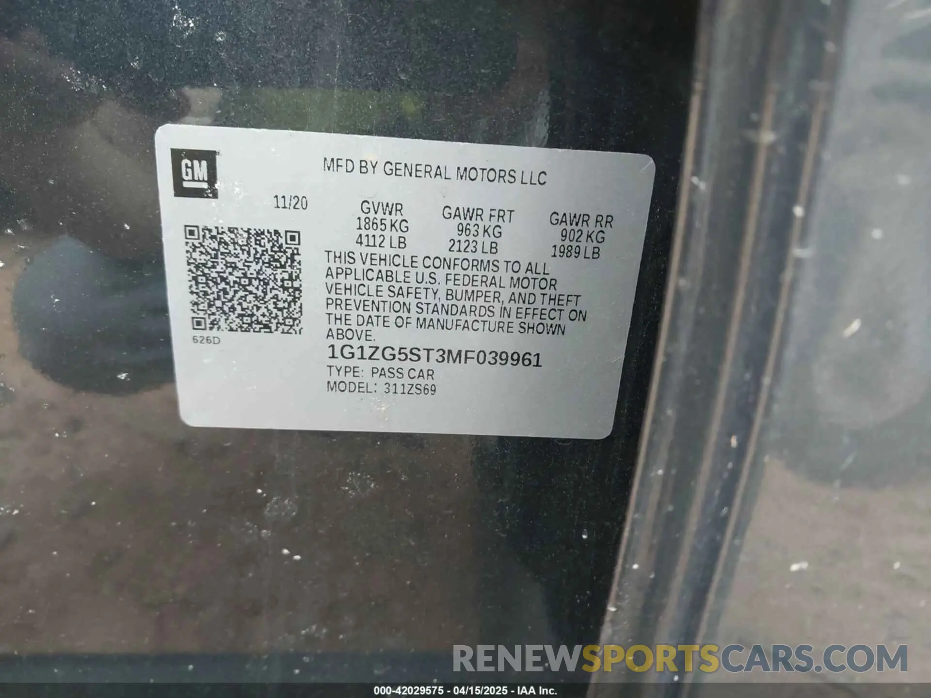 9 Photograph of a damaged car 1G1ZG5ST3MF039961 CHEVROLET MALIBU 2021