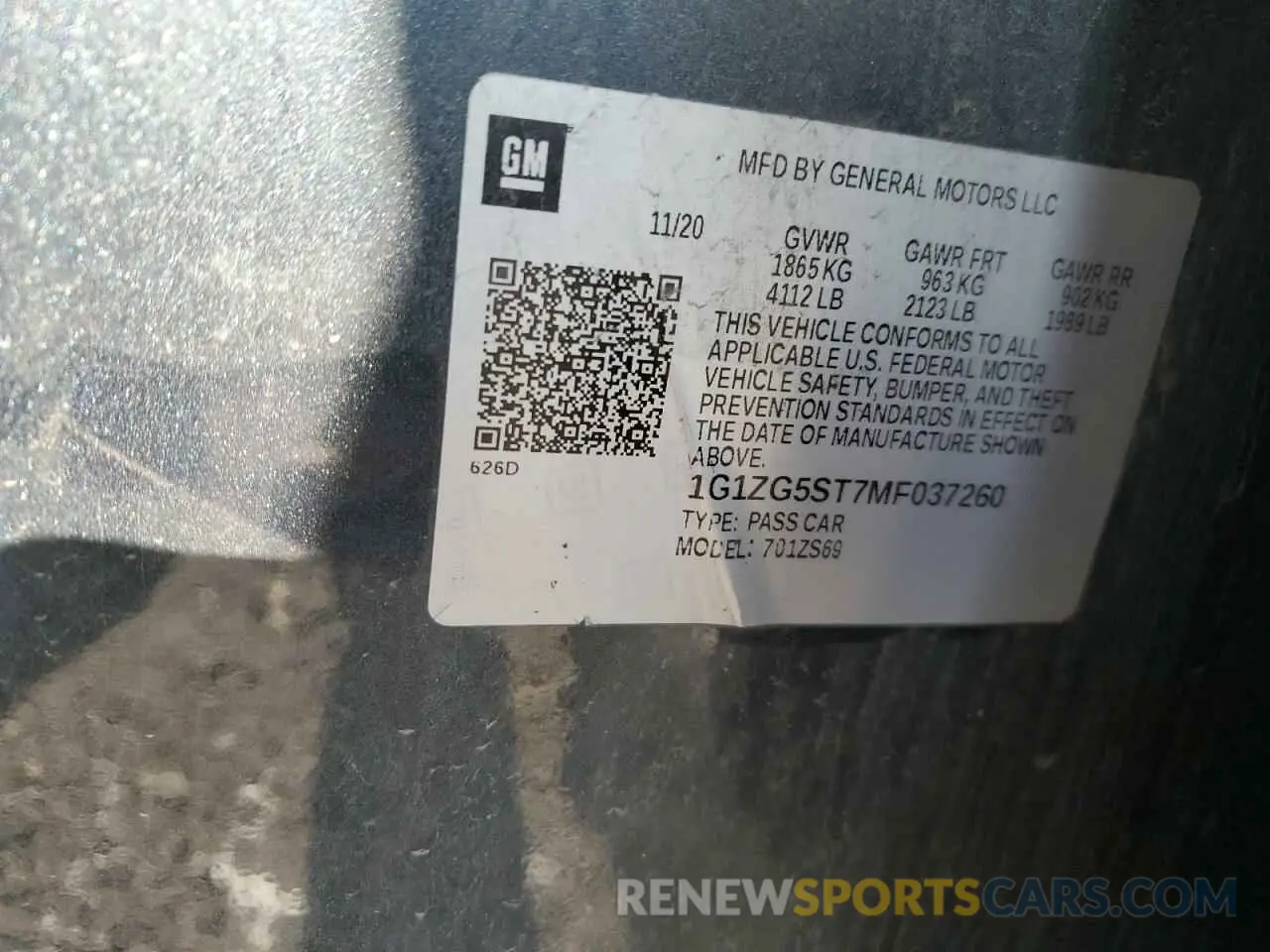 12 Photograph of a damaged car 1G1ZG5ST7MF037260 CHEVROLET MALIBU 2021