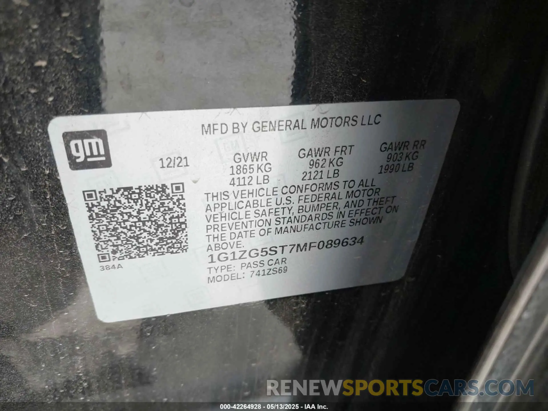 9 Photograph of a damaged car 1G1ZG5ST7MF089634 CHEVROLET MALIBU 2021