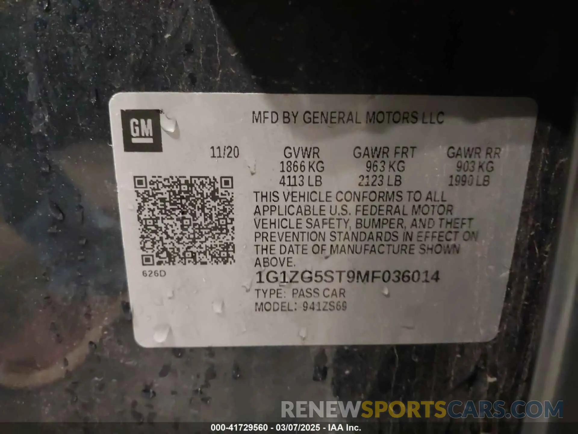 9 Photograph of a damaged car 1G1ZG5ST9MF036014 CHEVROLET MALIBU 2021