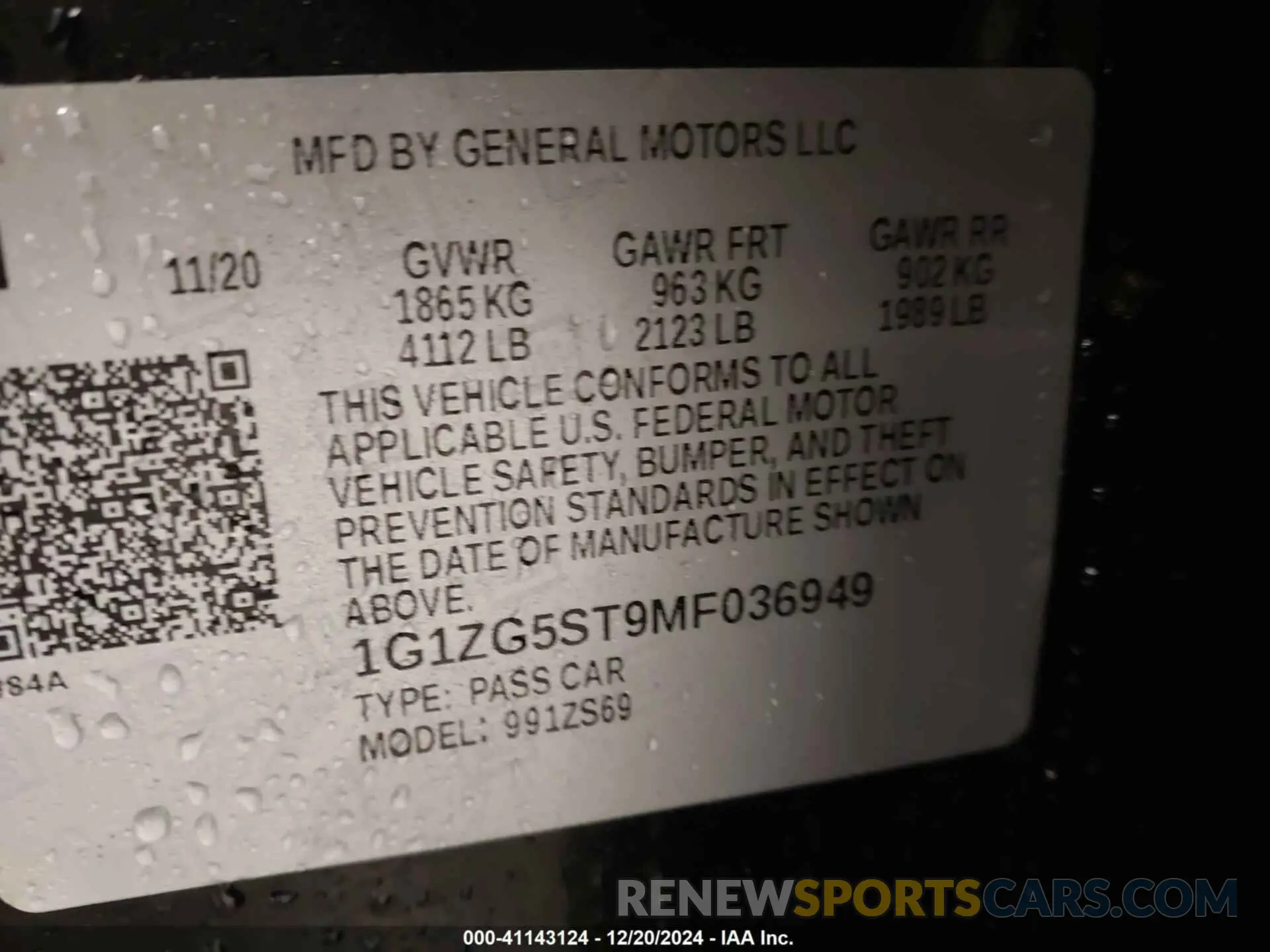 9 Photograph of a damaged car 1G1ZG5ST9MF036949 CHEVROLET MALIBU 2021