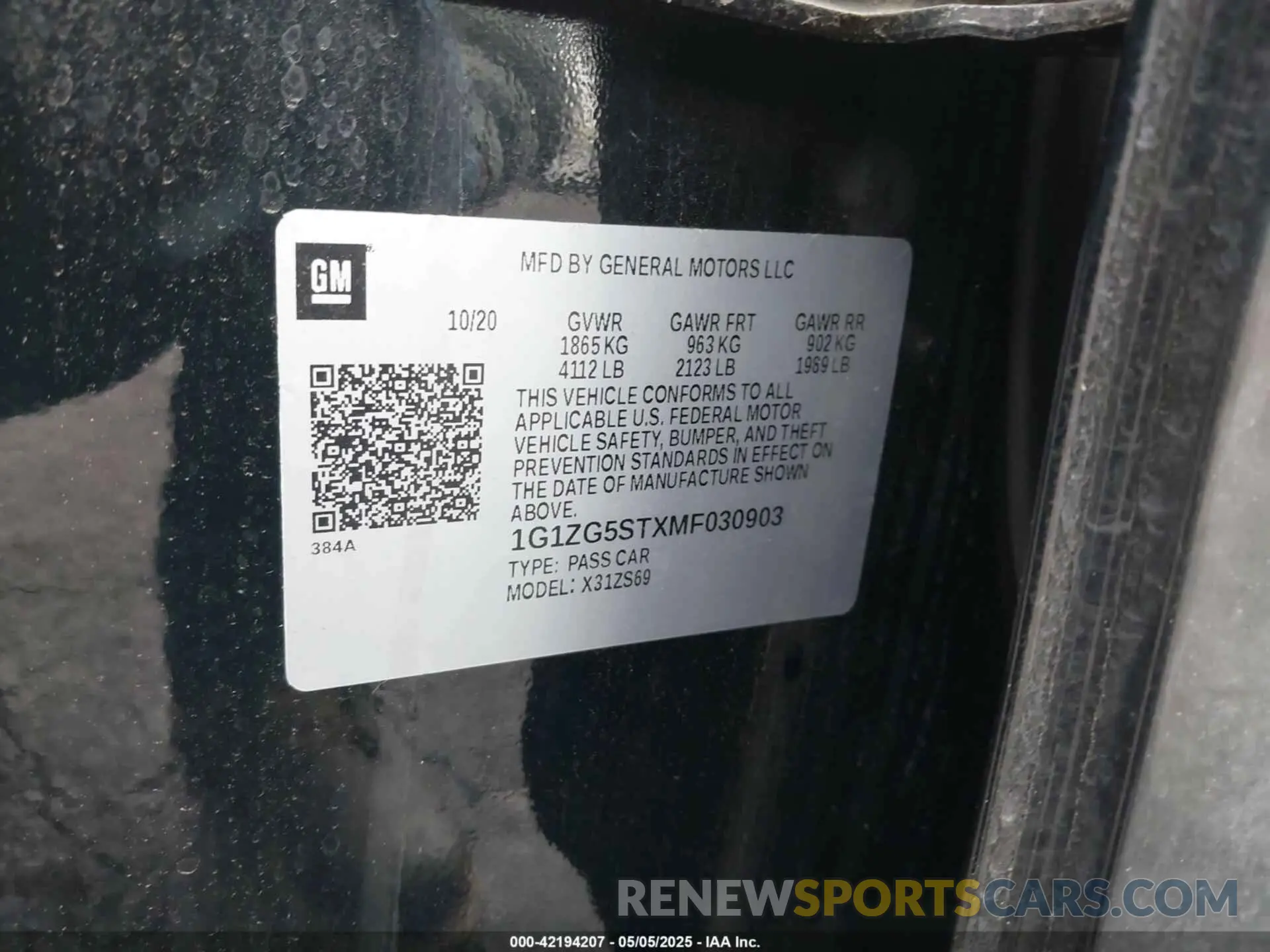 9 Photograph of a damaged car 1G1ZG5STXMF030903 CHEVROLET MALIBU 2021