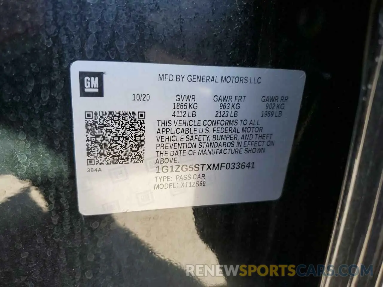 12 Photograph of a damaged car 1G1ZG5STXMF033641 CHEVROLET MALIBU 2021