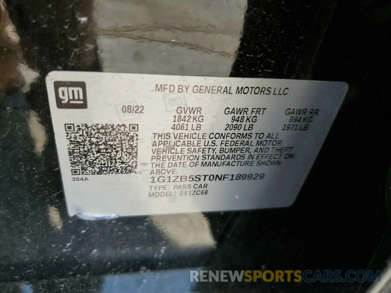 13 Photograph of a damaged car 1G1ZB5ST0NF189929 CHEVROLET MALIBU 2022