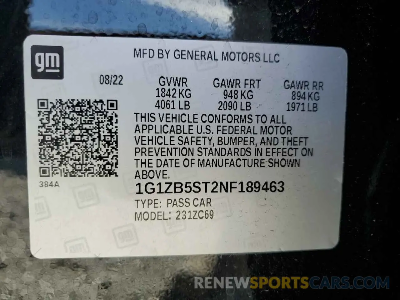12 Photograph of a damaged car 1G1ZB5ST2NF189463 CHEVROLET MALIBU 2022