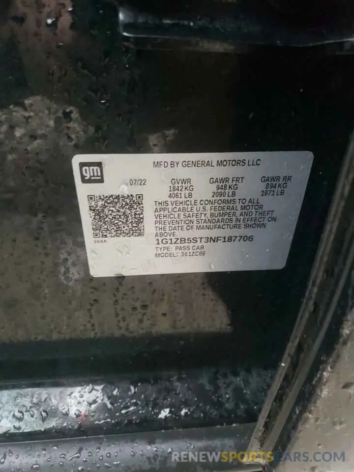 14 Photograph of a damaged car 1G1ZB5ST3NF187706 CHEVROLET MALIBU 2022