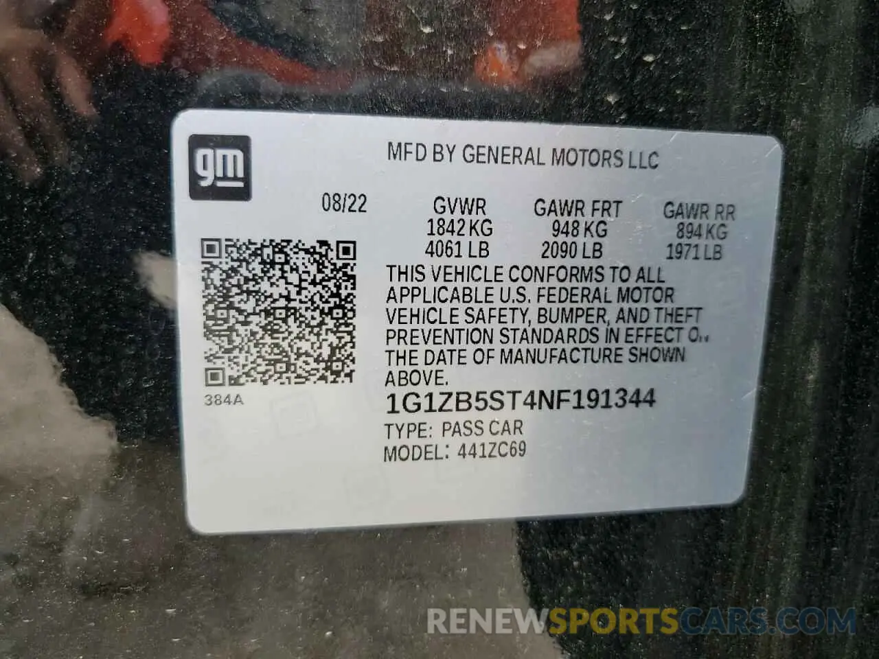 12 Photograph of a damaged car 1G1ZB5ST4NF191344 CHEVROLET MALIBU 2022
