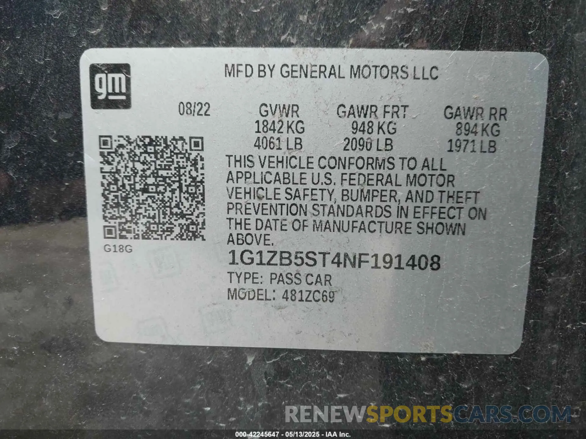 9 Photograph of a damaged car 1G1ZB5ST4NF191408 CHEVROLET MALIBU 2022