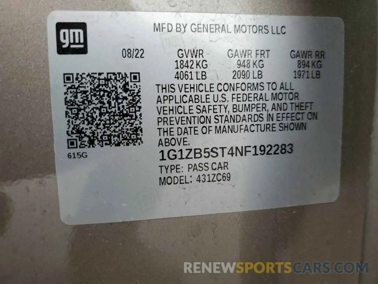 12 Photograph of a damaged car 1G1ZB5ST4NF192283 CHEVROLET MALIBU 2022