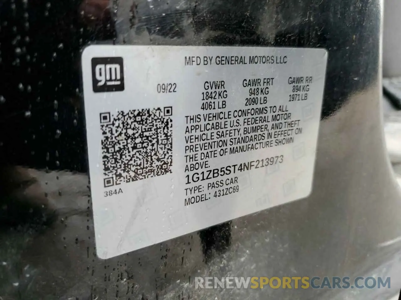 12 Photograph of a damaged car 1G1ZB5ST4NF213973 CHEVROLET MALIBU 2022