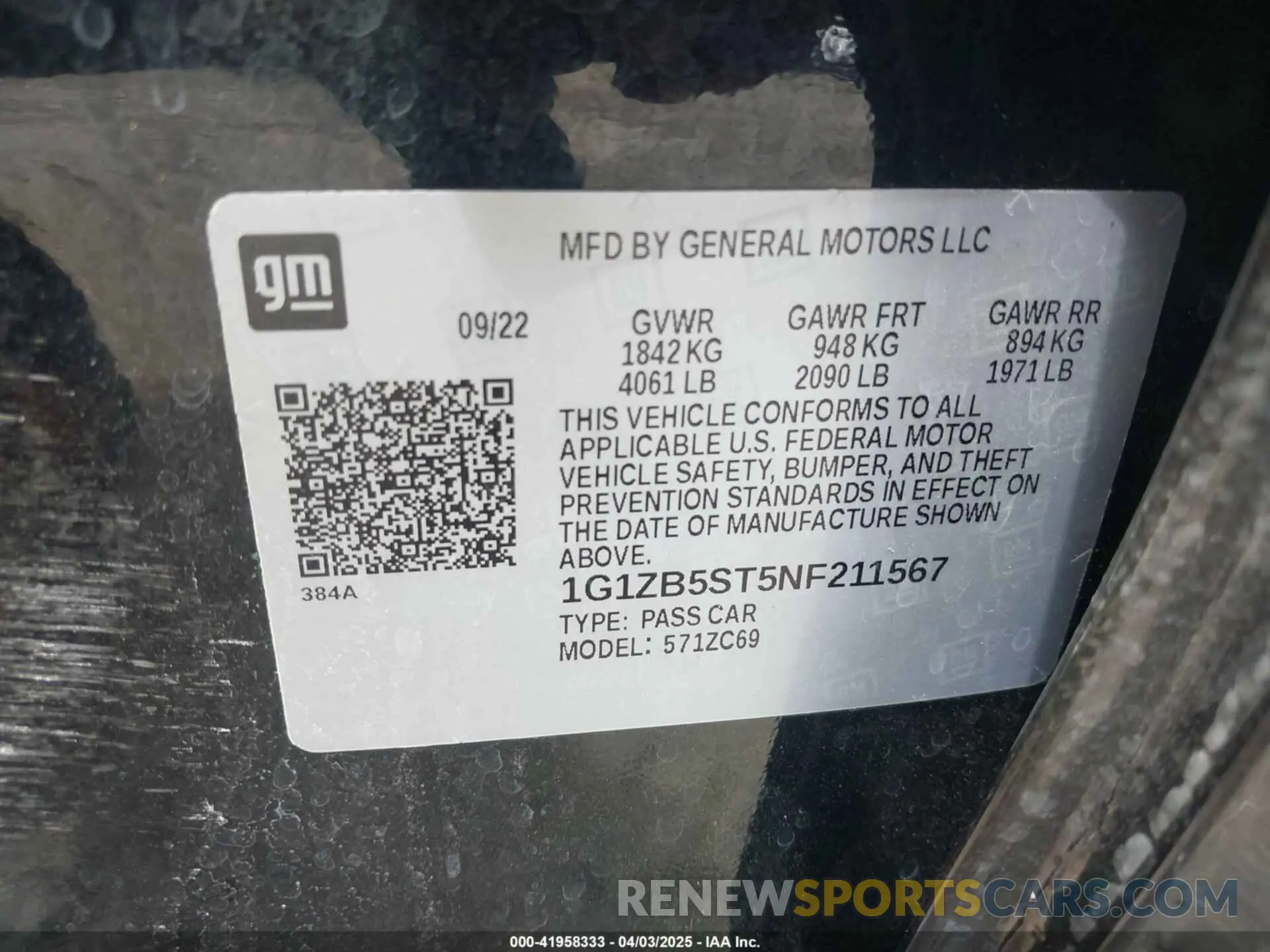 9 Photograph of a damaged car 1G1ZB5ST5NF211567 CHEVROLET MALIBU 2022
