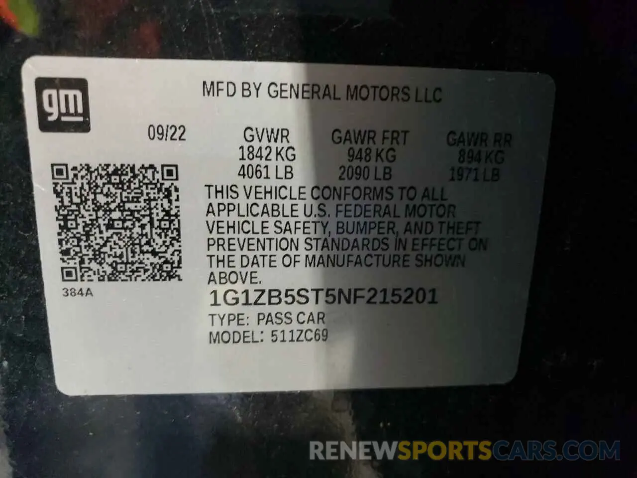 15 Photograph of a damaged car 1G1ZB5ST5NF215201 CHEVROLET MALIBU 2022