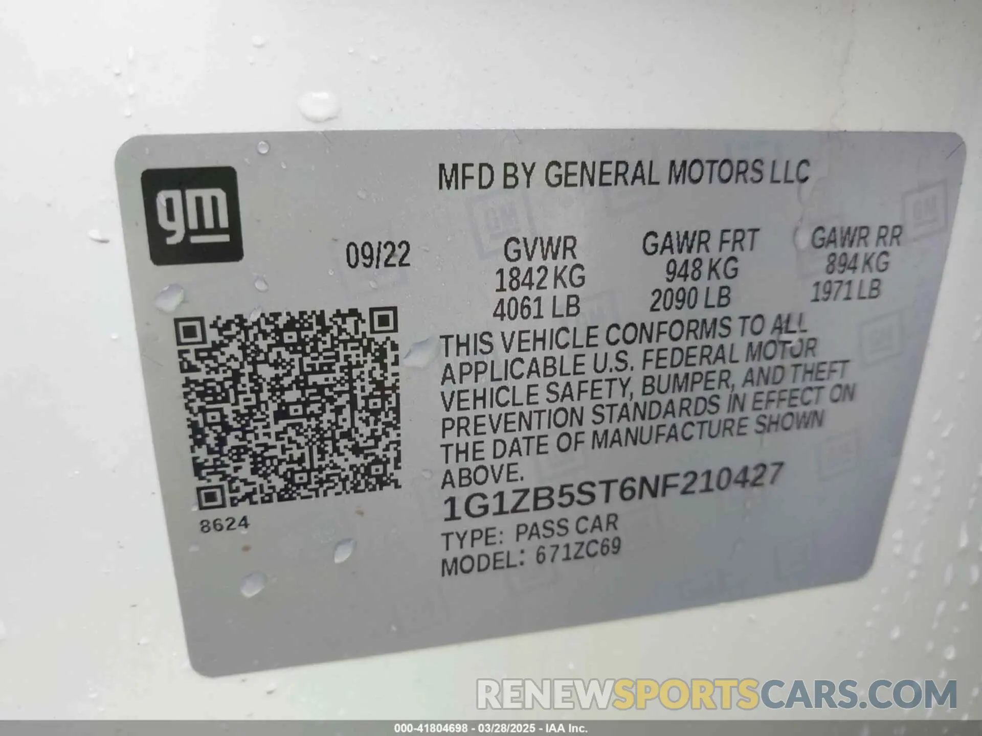 9 Photograph of a damaged car 1G1ZB5ST6NF210427 CHEVROLET MALIBU 2022