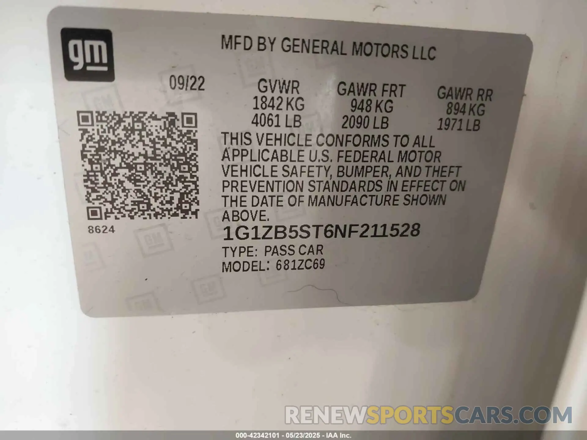 9 Photograph of a damaged car 1G1ZB5ST6NF211528 CHEVROLET MALIBU 2022