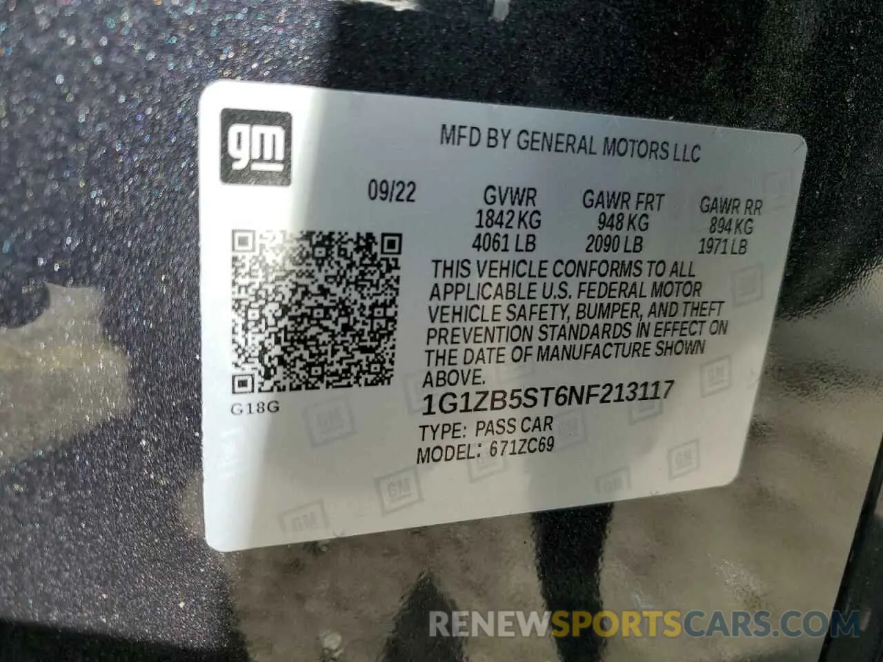 14 Photograph of a damaged car 1G1ZB5ST6NF213117 CHEVROLET MALIBU 2022
