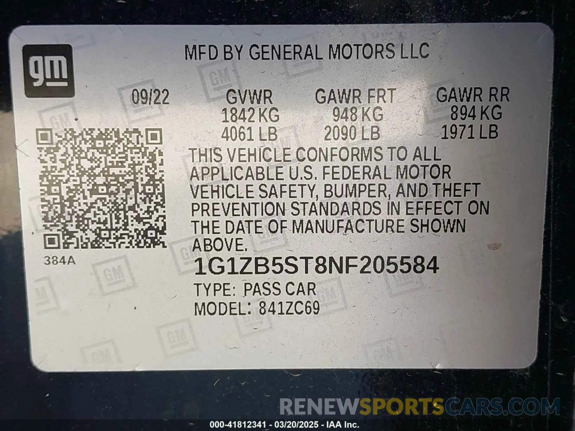 9 Photograph of a damaged car 1G1ZB5ST8NF205584 CHEVROLET MALIBU 2022