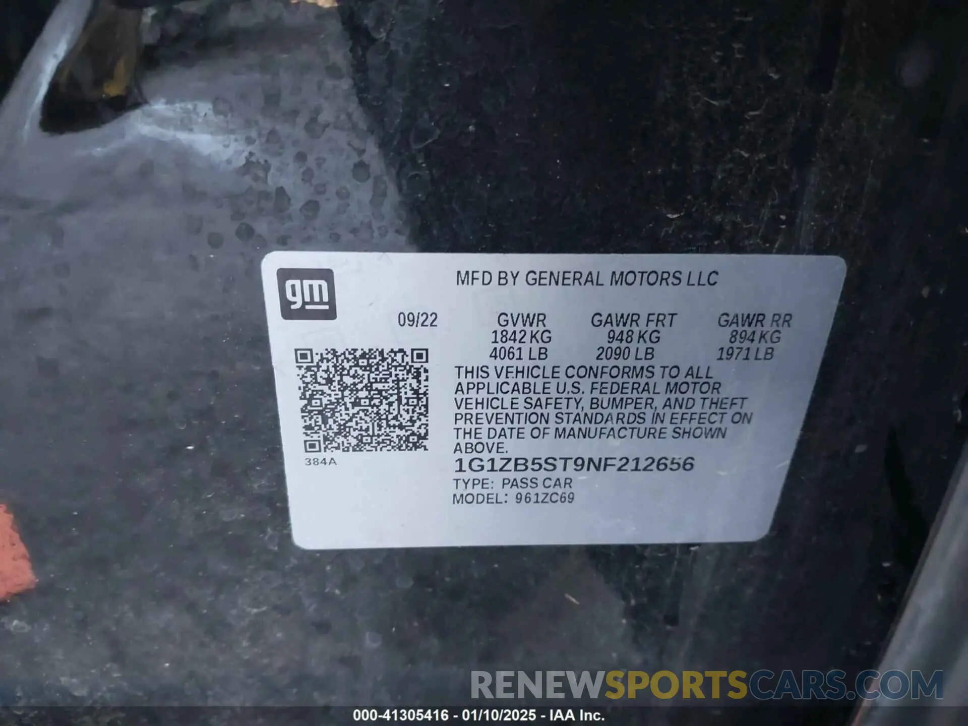 9 Photograph of a damaged car 1G1ZB5ST9NF212656 CHEVROLET MALIBU 2022