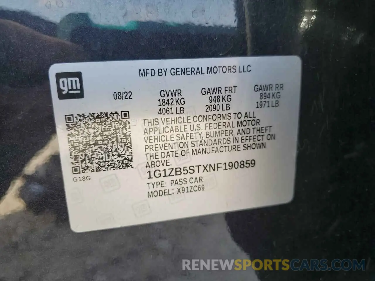 13 Photograph of a damaged car 1G1ZB5STXNF190859 CHEVROLET MALIBU 2022
