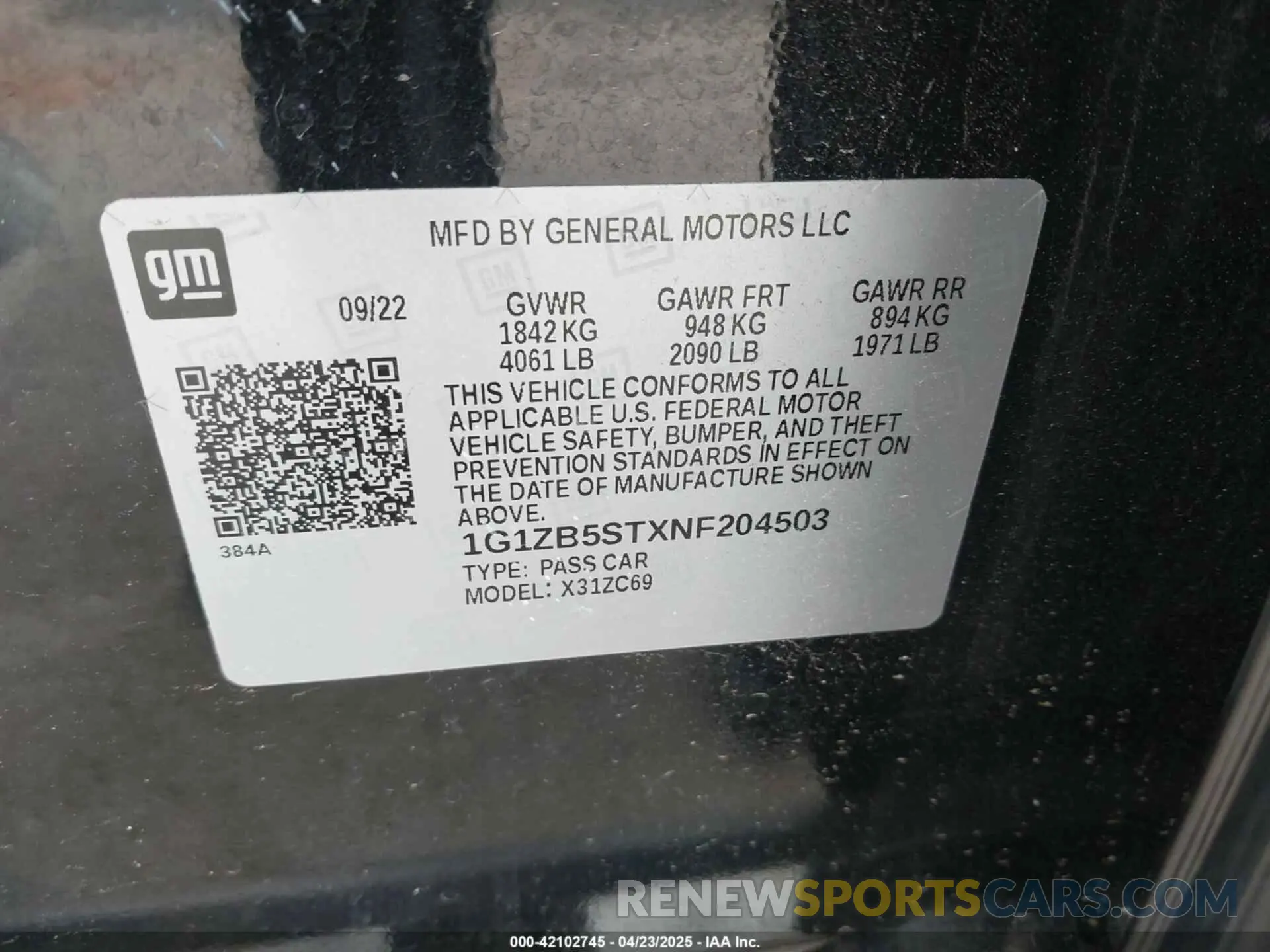 9 Photograph of a damaged car 1G1ZB5STXNF204503 CHEVROLET MALIBU 2022