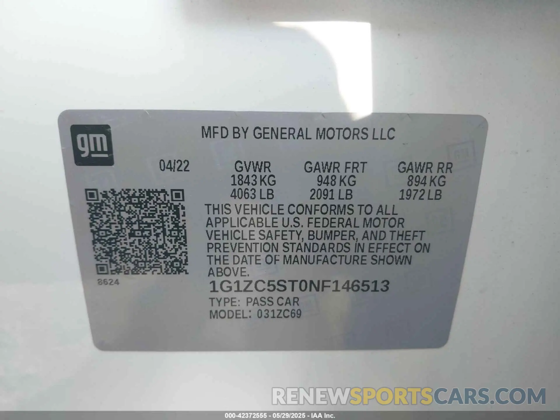 9 Photograph of a damaged car 1G1ZC5ST0NF146513 CHEVROLET MALIBU 2022