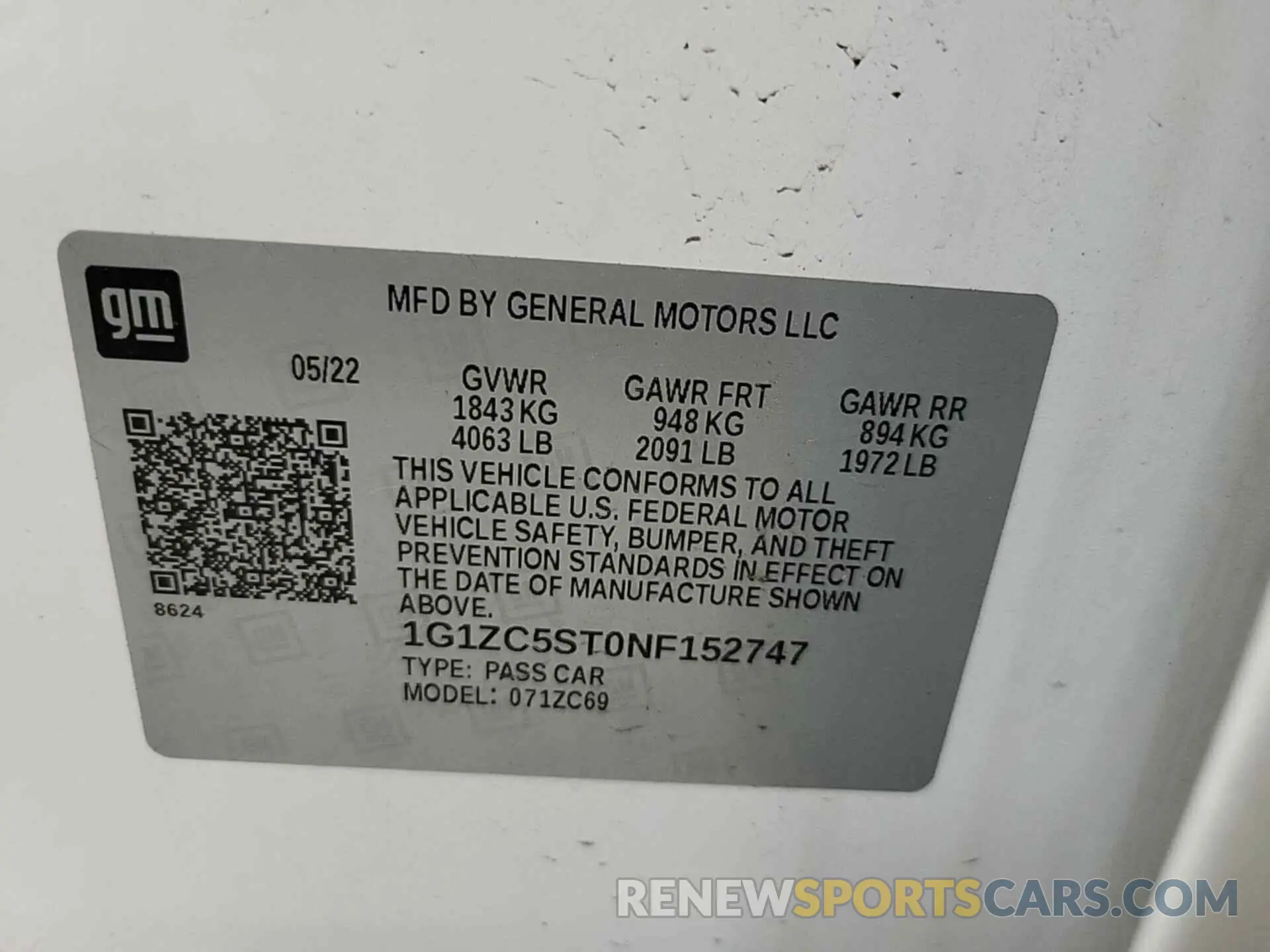 20 Photograph of a damaged car 1G1ZC5ST0NF152747 CHEVROLET MALIBU 2022