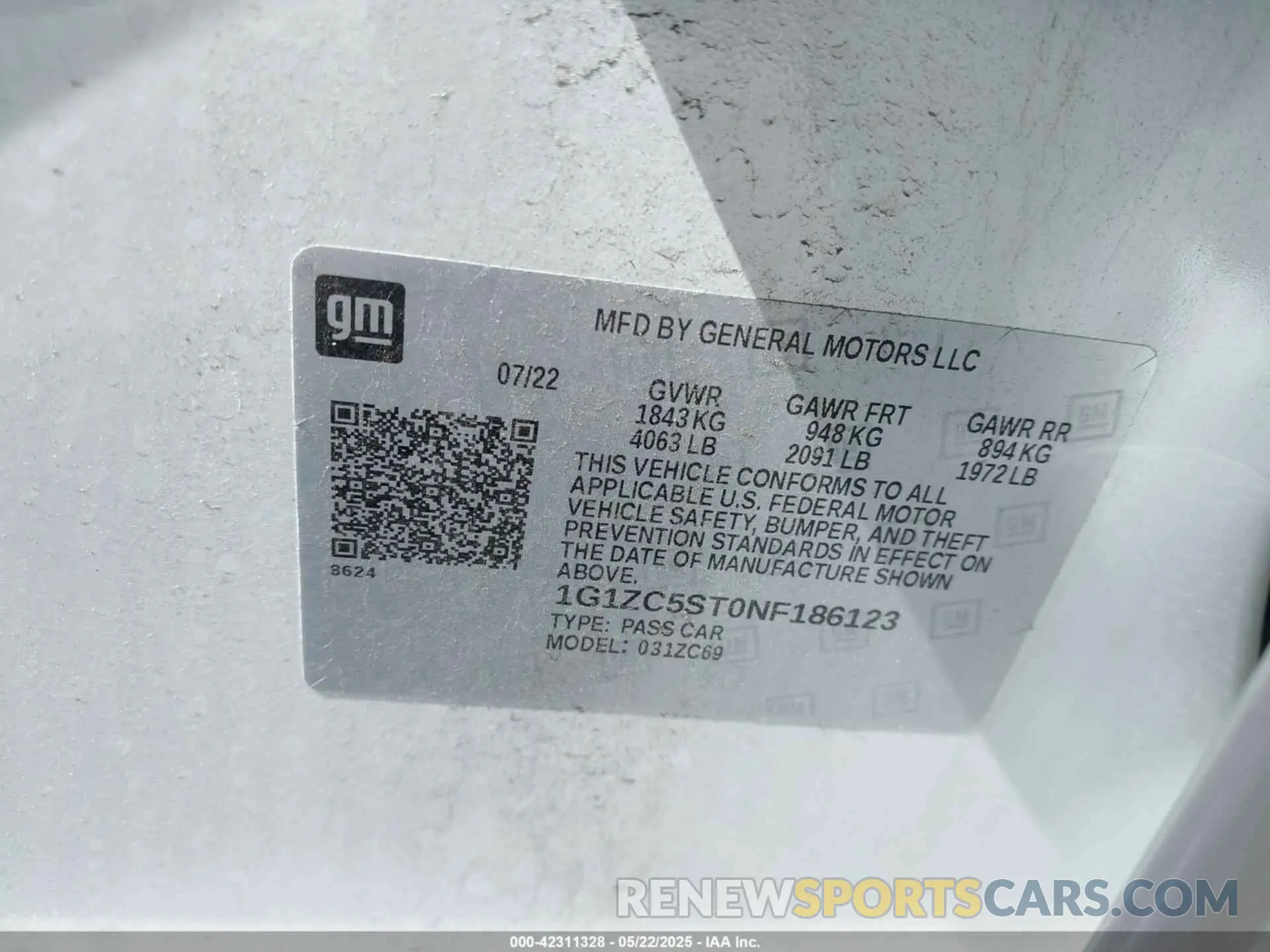 9 Photograph of a damaged car 1G1ZC5ST0NF186123 CHEVROLET MALIBU 2022