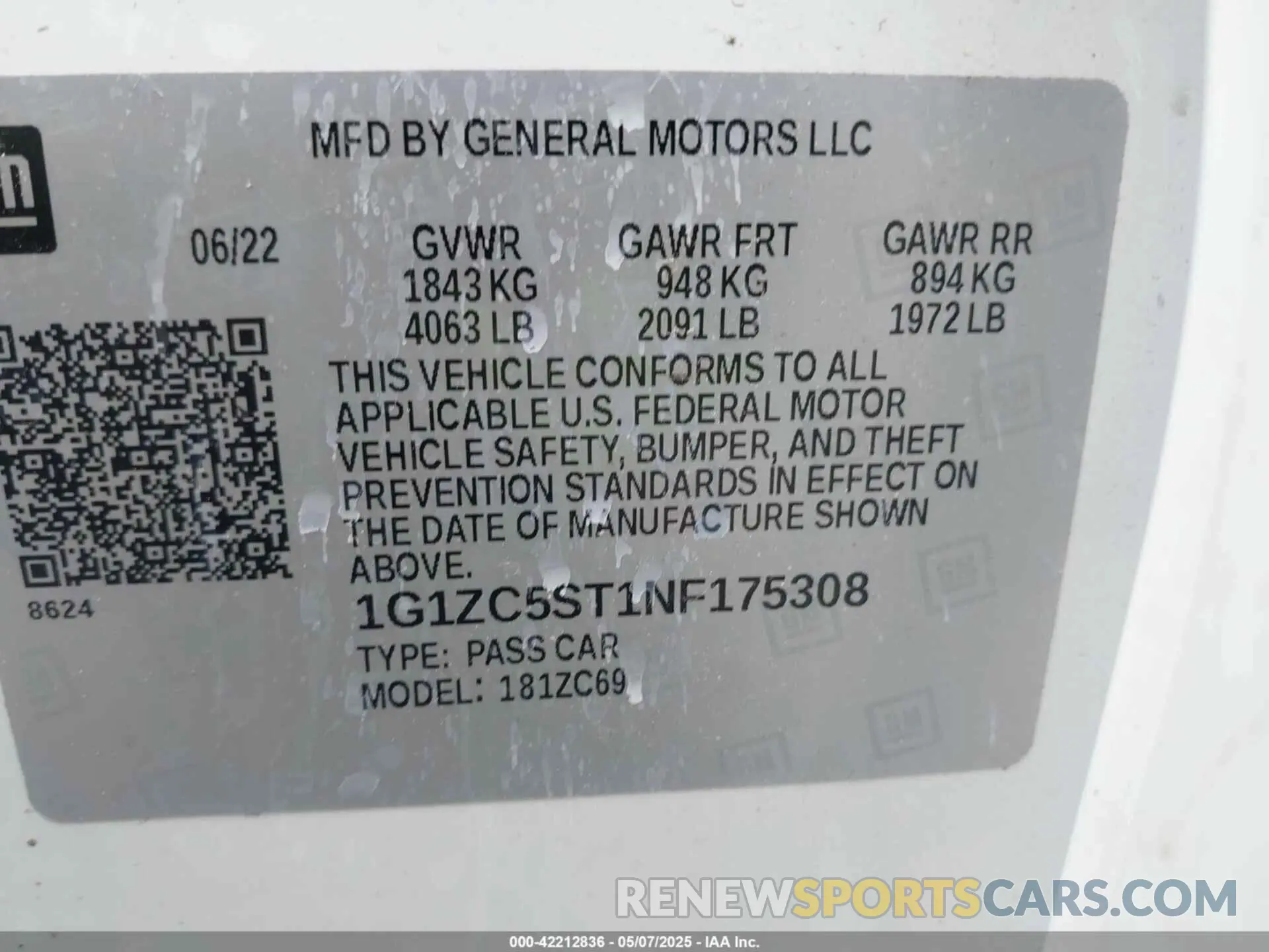 9 Photograph of a damaged car 1G1ZC5ST1NF175308 CHEVROLET MALIBU 2022