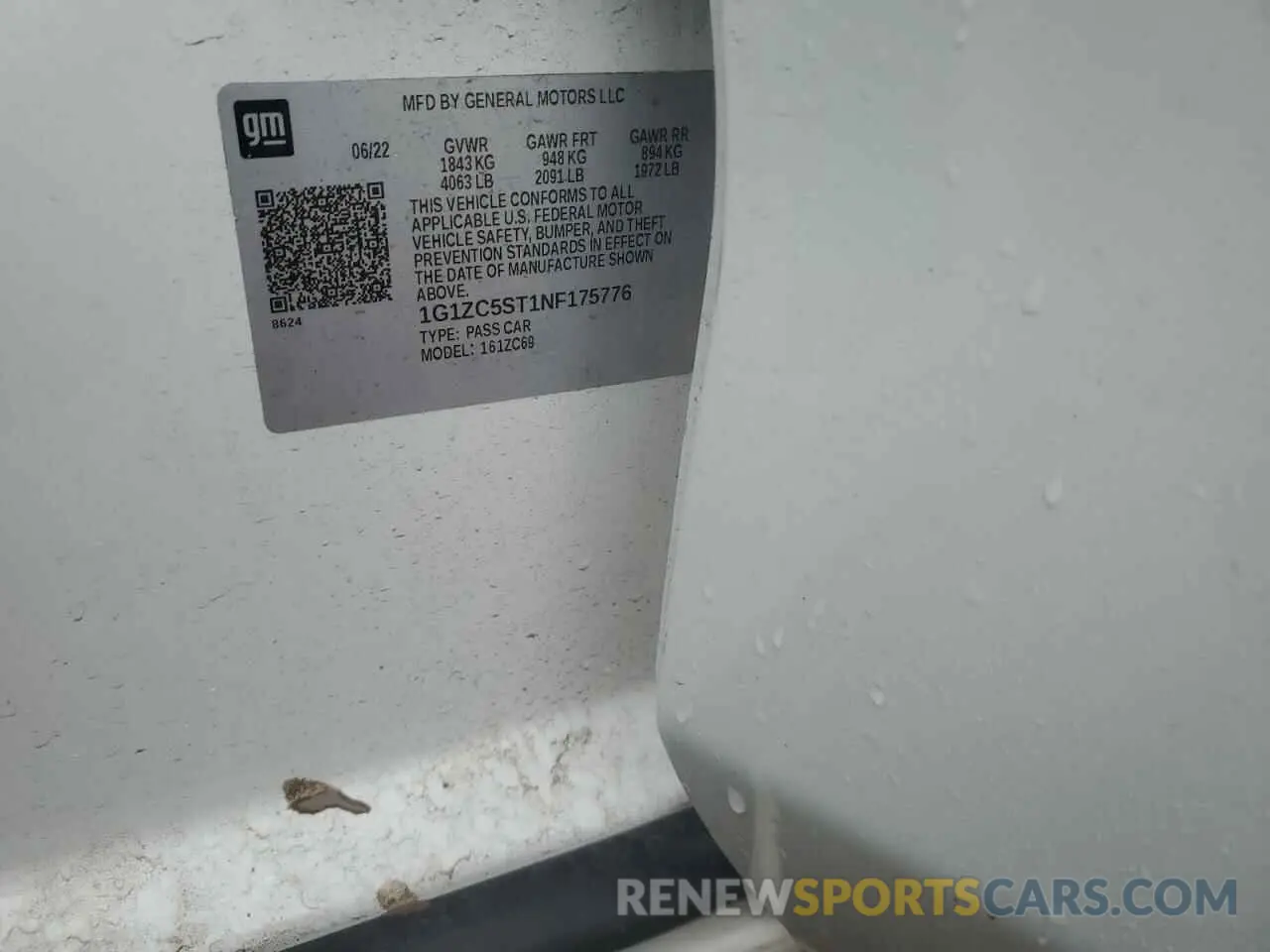 14 Photograph of a damaged car 1G1ZC5ST1NF175776 CHEVROLET MALIBU 2022