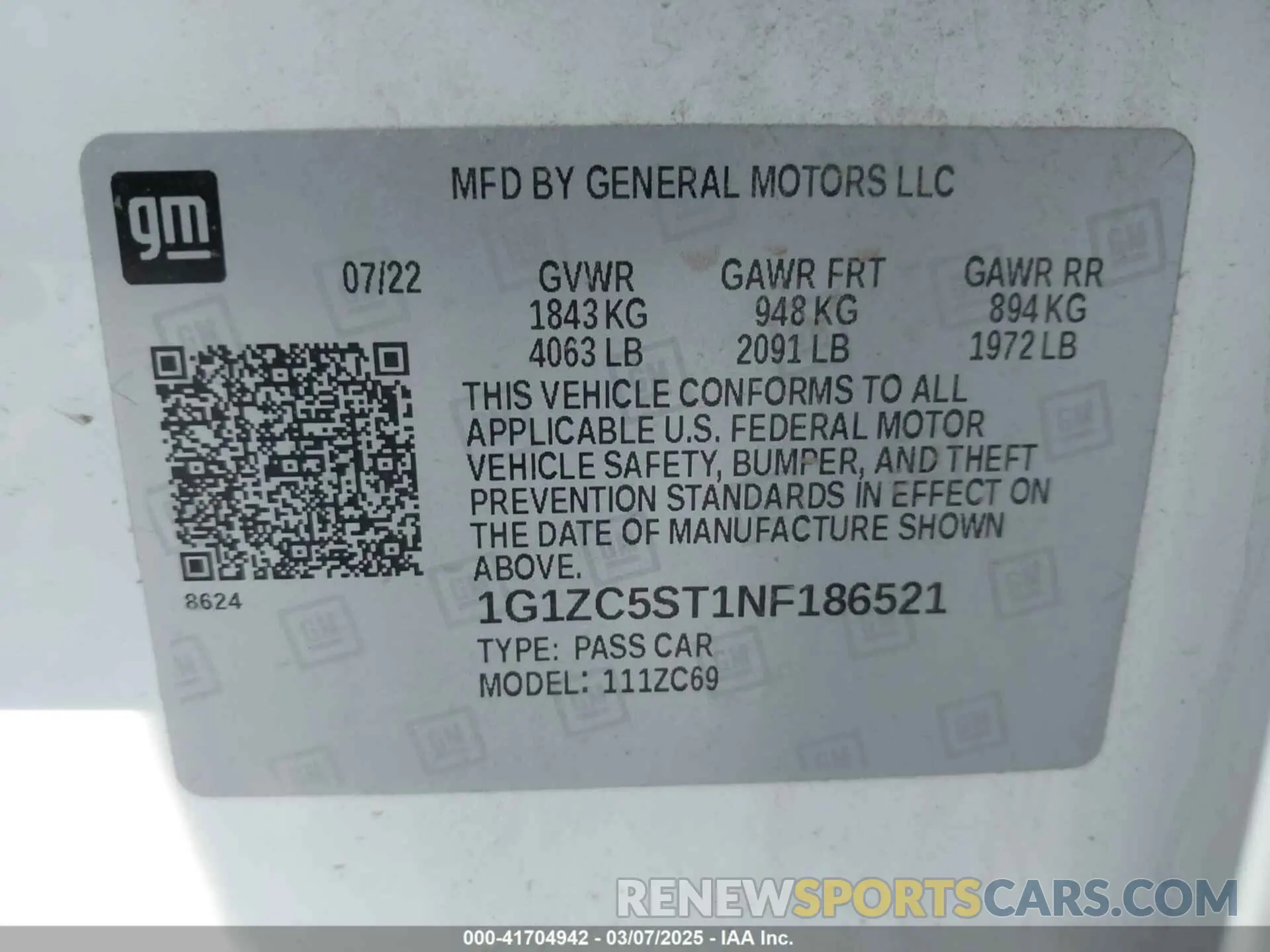 9 Photograph of a damaged car 1G1ZC5ST1NF186521 CHEVROLET MALIBU 2022