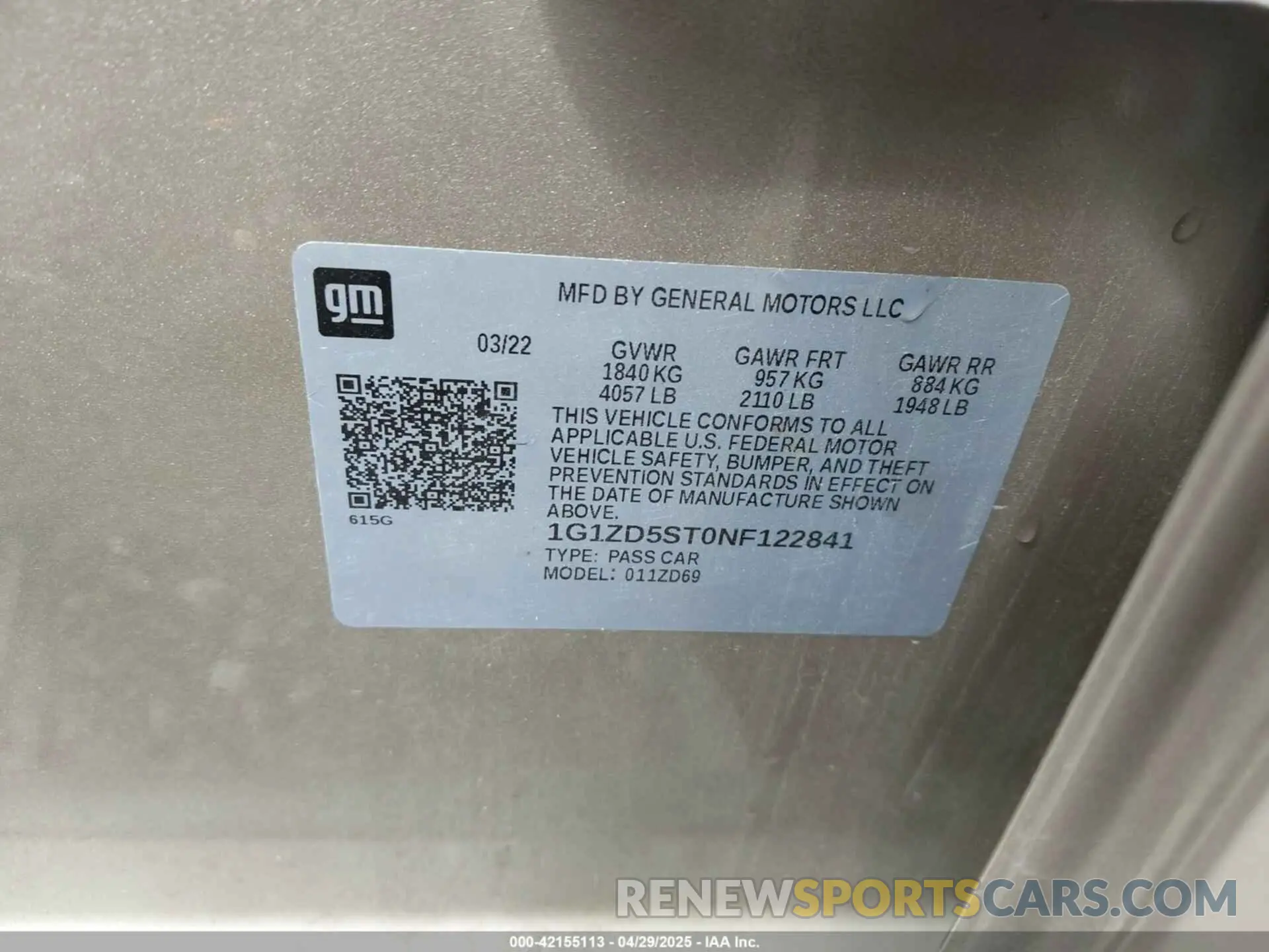 9 Photograph of a damaged car 1G1ZD5ST0NF122841 CHEVROLET MALIBU 2022