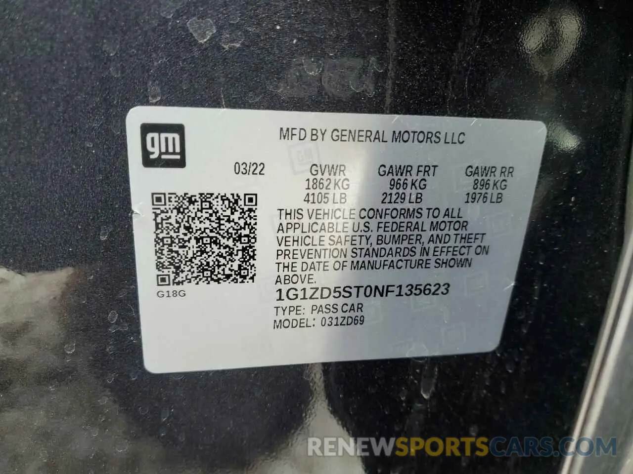 14 Photograph of a damaged car 1G1ZD5ST0NF135623 CHEVROLET MALIBU 2022