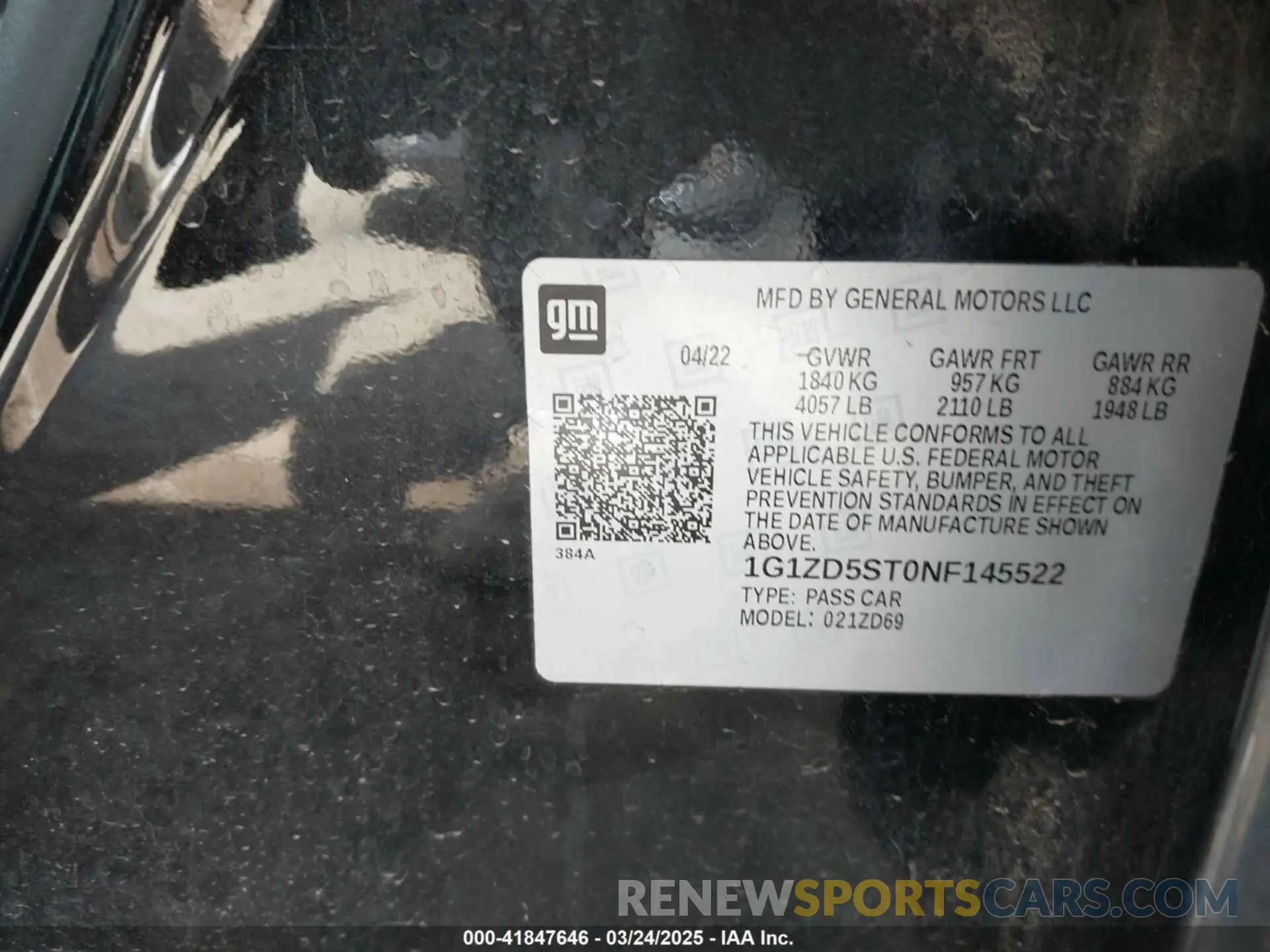 9 Photograph of a damaged car 1G1ZD5ST0NF145522 CHEVROLET MALIBU 2022