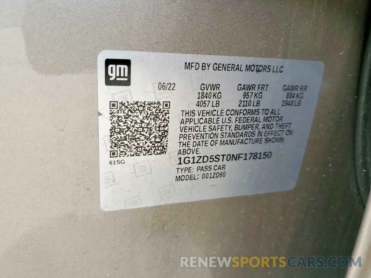 12 Photograph of a damaged car 1G1ZD5ST0NF178150 CHEVROLET MALIBU 2022