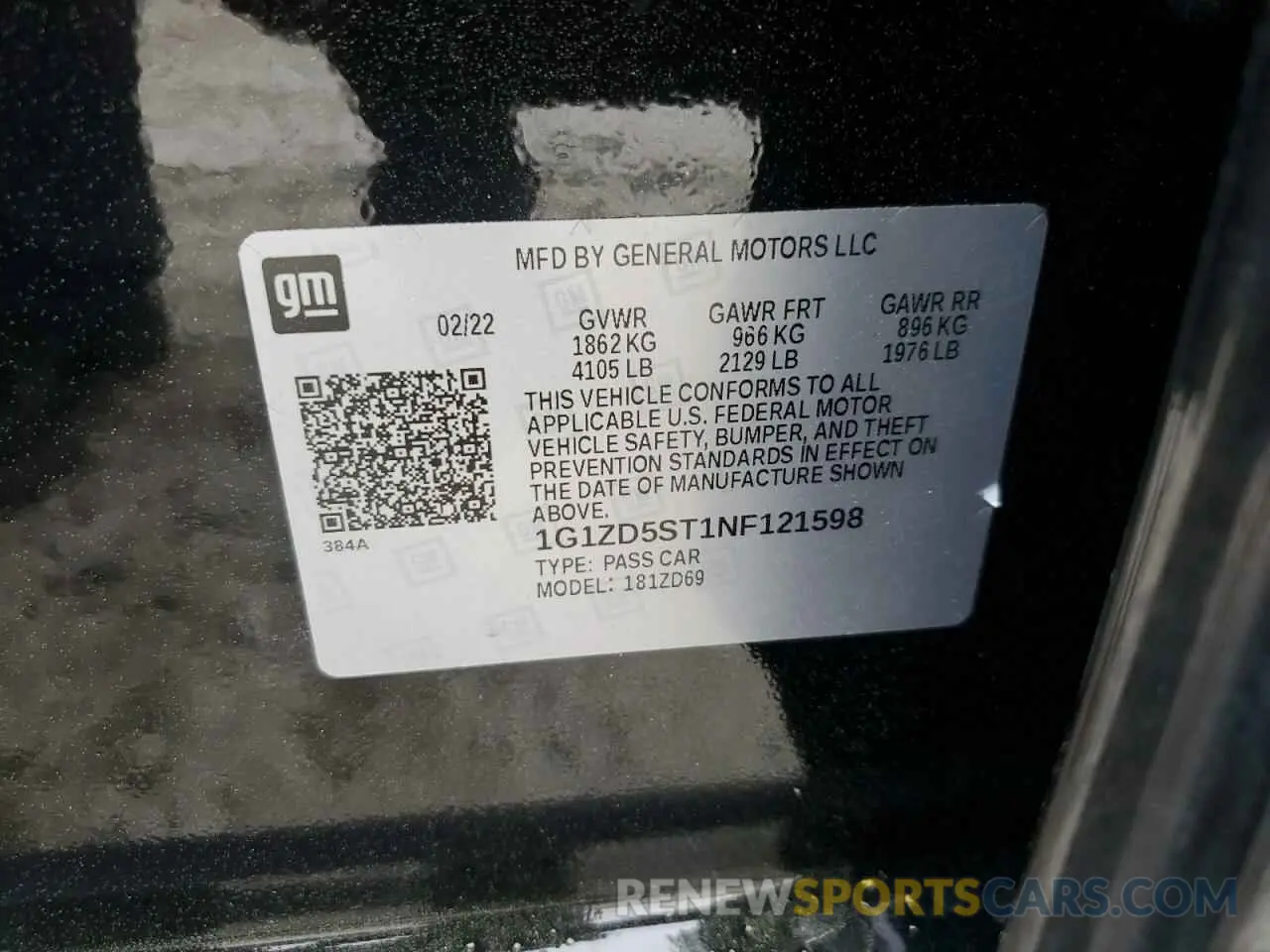 14 Photograph of a damaged car 1G1ZD5ST1NF121598 CHEVROLET MALIBU 2022