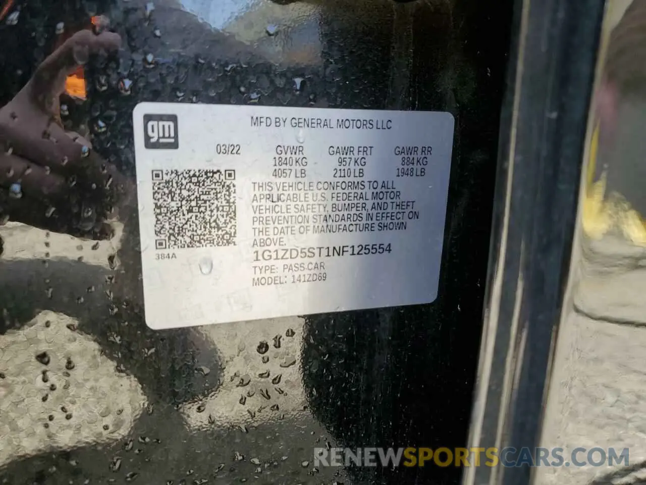 12 Photograph of a damaged car 1G1ZD5ST1NF125554 CHEVROLET MALIBU 2022