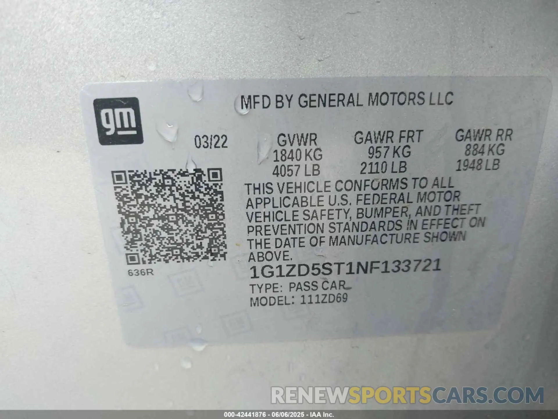9 Photograph of a damaged car 1G1ZD5ST1NF133721 CHEVROLET MALIBU 2022