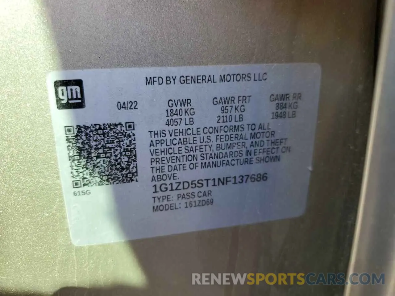 12 Photograph of a damaged car 1G1ZD5ST1NF137686 CHEVROLET MALIBU 2022