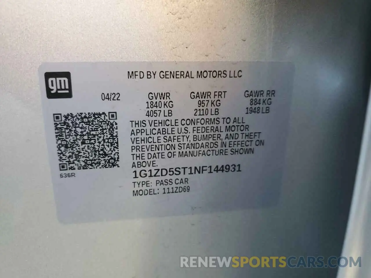 12 Photograph of a damaged car 1G1ZD5ST1NF144931 CHEVROLET MALIBU 2022