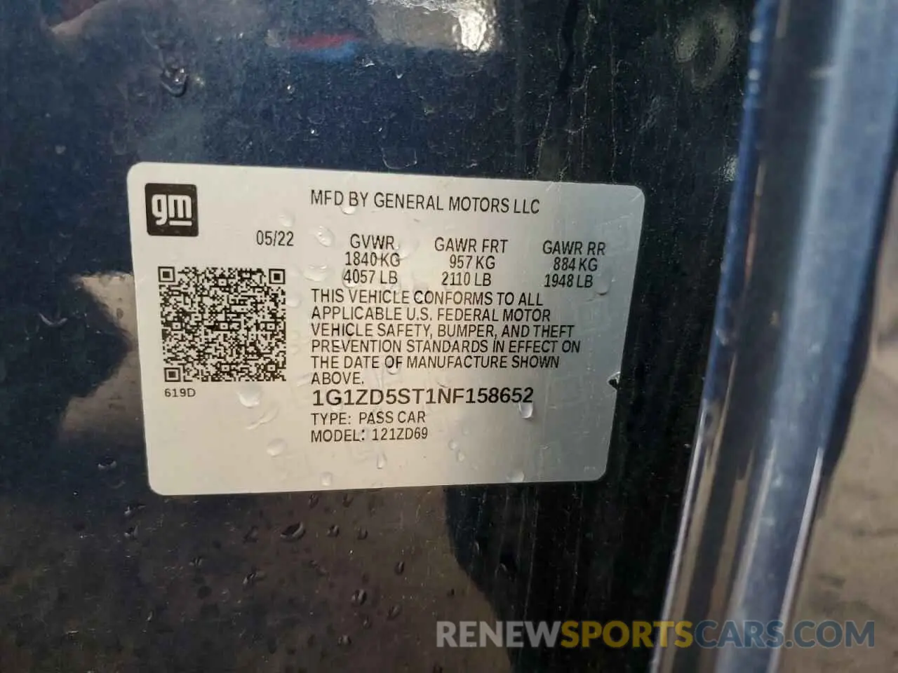 13 Photograph of a damaged car 1G1ZD5ST1NF158652 CHEVROLET MALIBU 2022