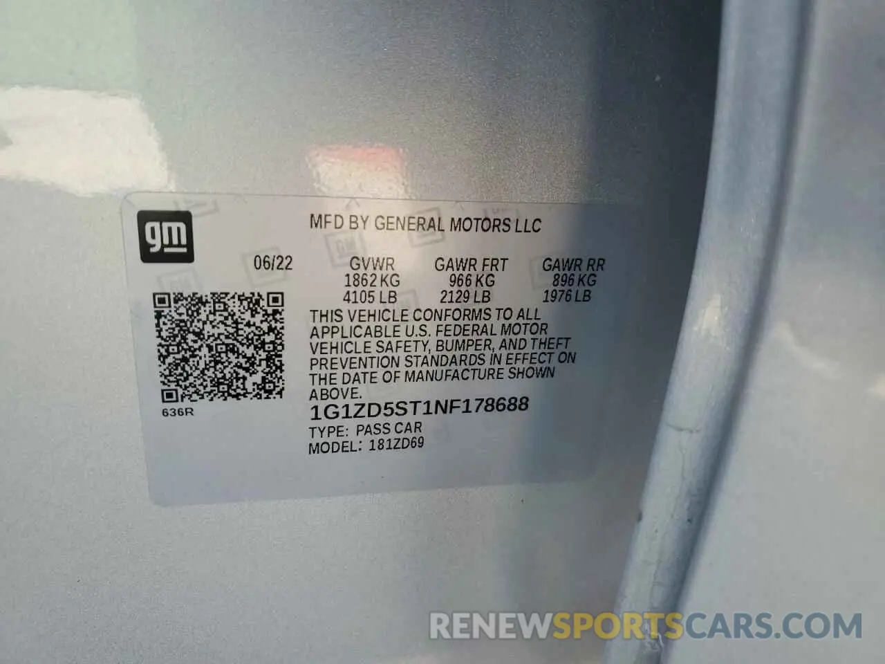 12 Photograph of a damaged car 1G1ZD5ST1NF178688 CHEVROLET MALIBU 2022