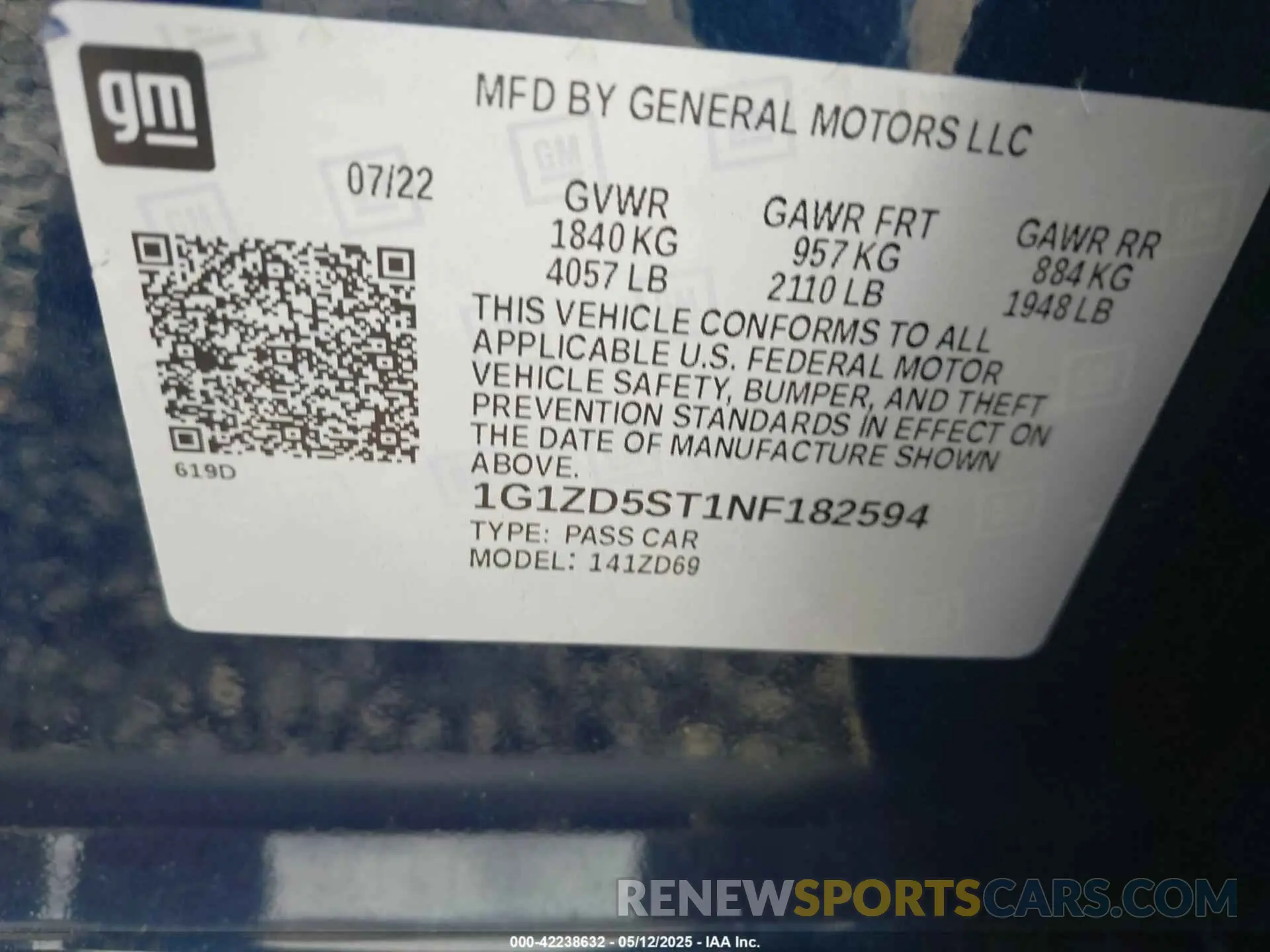 9 Photograph of a damaged car 1G1ZD5ST1NF182594 CHEVROLET MALIBU 2022