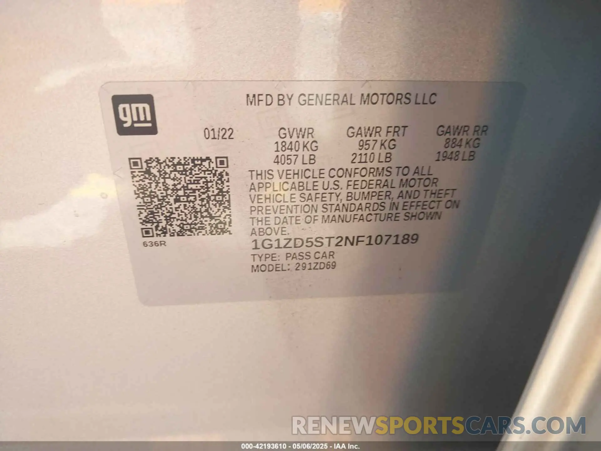 9 Photograph of a damaged car 1G1ZD5ST2NF107189 CHEVROLET MALIBU 2022