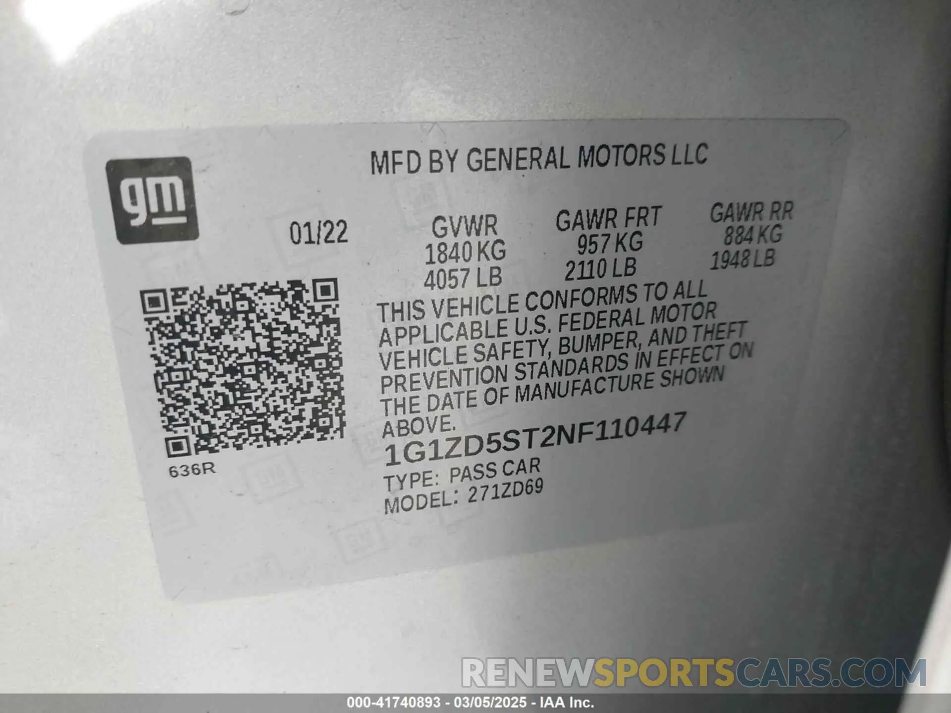 9 Photograph of a damaged car 1G1ZD5ST2NF110447 CHEVROLET MALIBU 2022