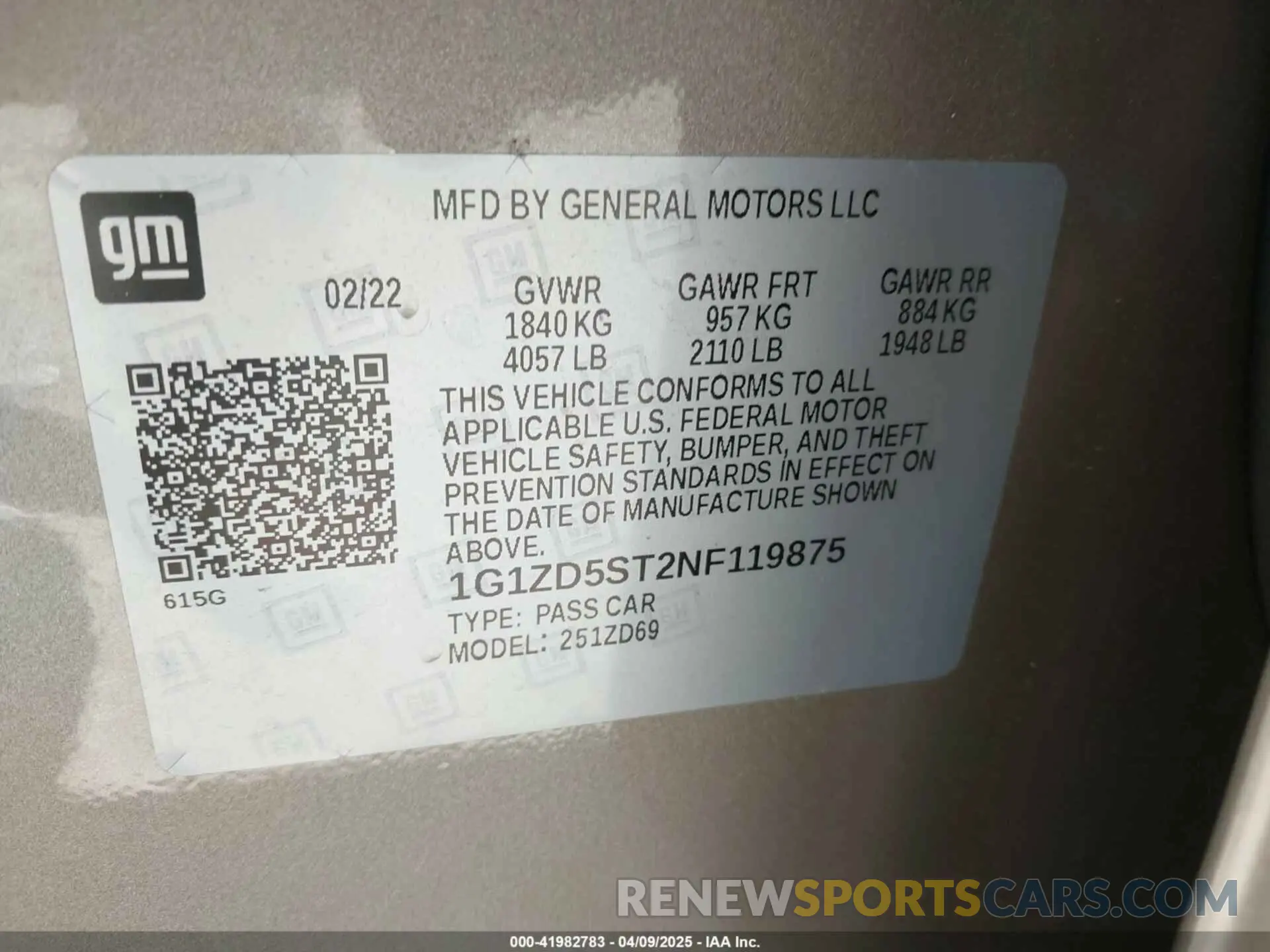 9 Photograph of a damaged car 1G1ZD5ST2NF119875 CHEVROLET MALIBU 2022