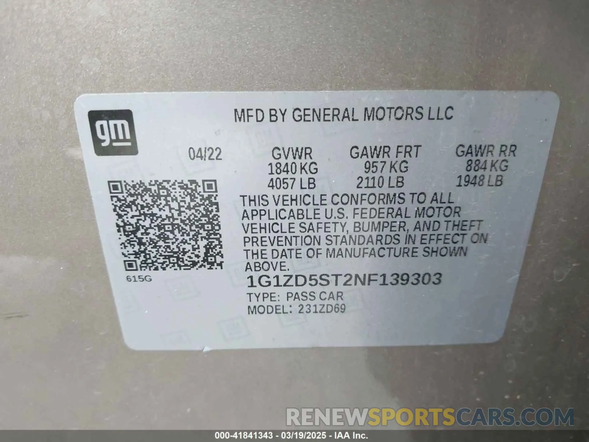 9 Photograph of a damaged car 1G1ZD5ST2NF139303 CHEVROLET MALIBU 2022