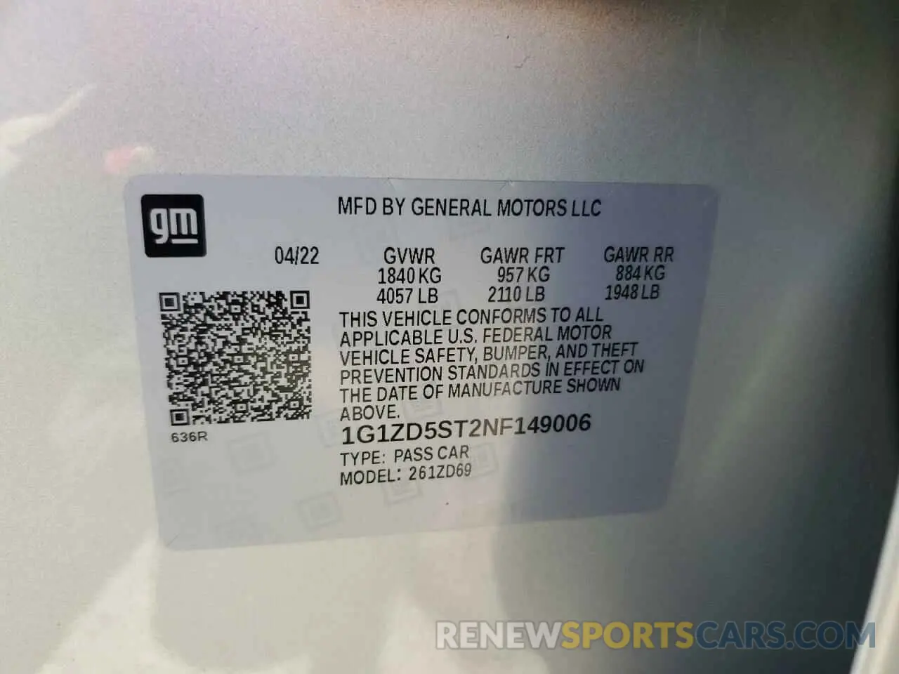 12 Photograph of a damaged car 1G1ZD5ST2NF149006 CHEVROLET MALIBU 2022